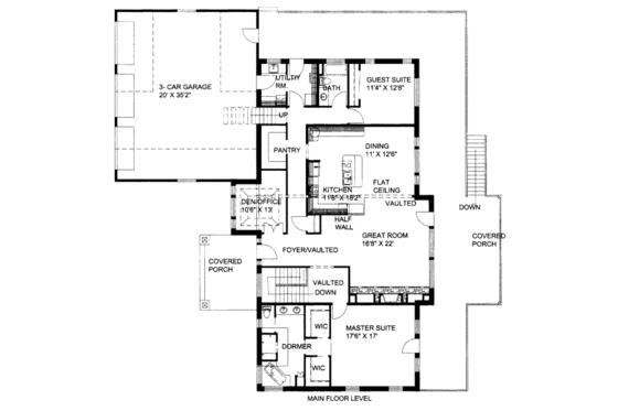 Floor Plan - Main Floor for Craftsman House Plan #117-616 - 5 bed, 4 bath