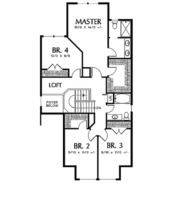 Craftsman Floor Plan - Upper Floor Plan #48-319