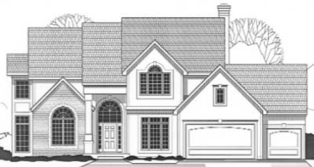 Exterior - Front Elevation 2 for Traditional House Plan #67-590 - 4 bed, 3.5 bath