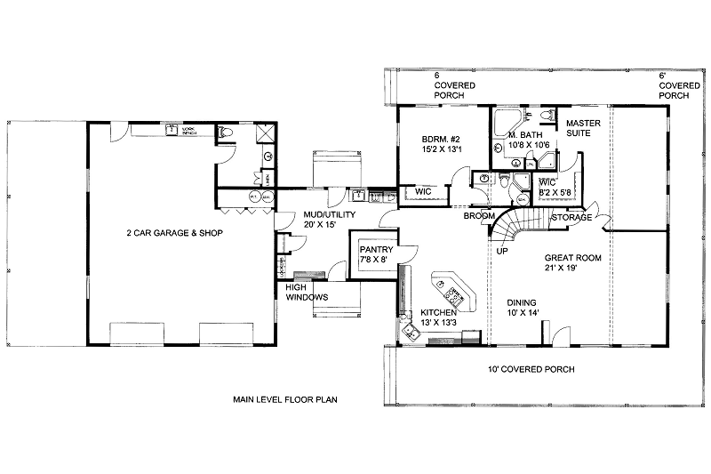 Dream House Plan - Floor Plan - Main Floor for Bungalow House Plan #117-739 - 4 bed, 2.5 bath