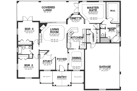 Floor Plan - Main Floor for Southern House Plan #115-185 - 3 bed, 2 bath