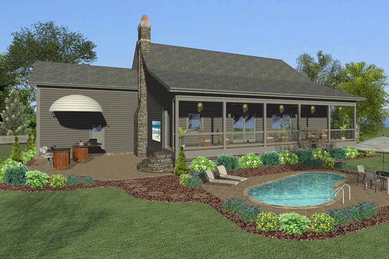 Architectural House Design - Exterior - Rear Elevation for Craftsman House Plan #56-706 - 4 bed, 3 bath