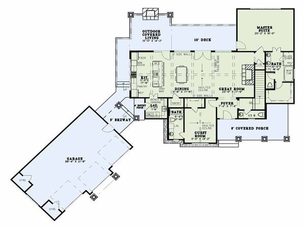 House Plan Design - Craftsman Floor Plan - Main Floor Plan #17-2595