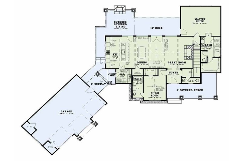 Architectural House Design - Floor Plan - Main Floor for Craftsman House Plan #17-2595 - 4 bed, 5 bath
