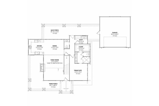 Floor Plan - Main Floor for Craftsman House Plan #1096-163 - 3 bed, 2.5 bath