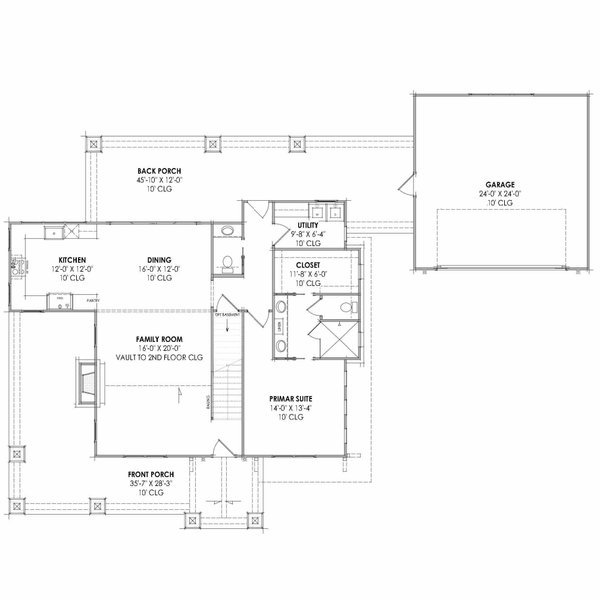 Architectural House Design - Craftsman Floor Plan - Main Floor Plan #1096-163