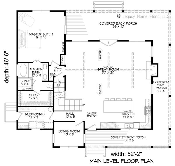 Southern Floor Plan - Main Floor Plan #932-919