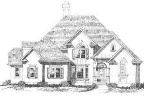 Exterior - Front Elevation for European House Plan #129-157 - 4 bed, 4.5 bath