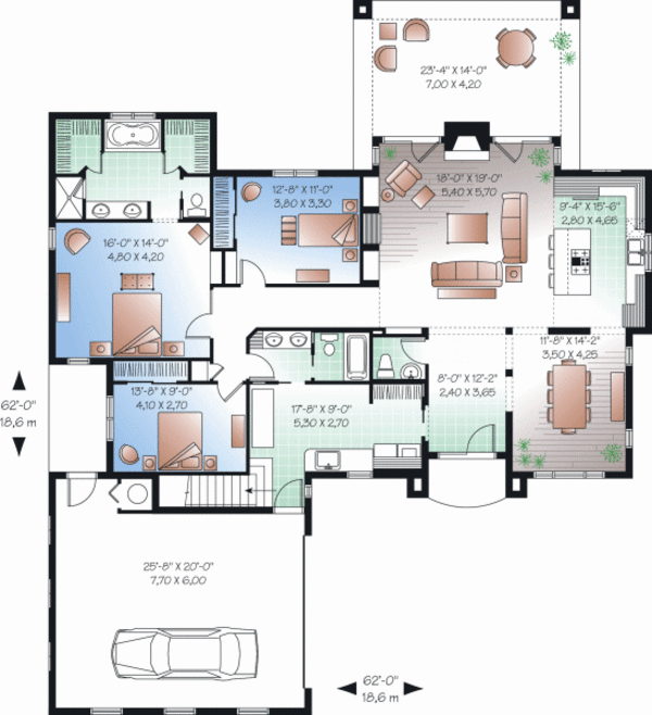 Architectural House Design - Mediterranean Floor Plan - Main Floor Plan #23-2205