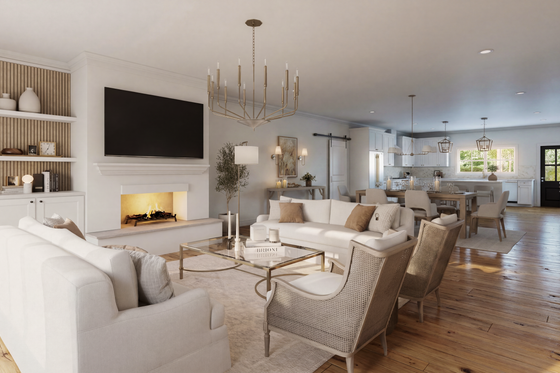 Interior - Family Room for Barndominium House Plan #1117-46 - 5 bed, 3.5 bath