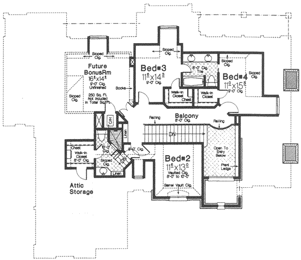 House Design - European Floor Plan - Upper Floor Plan #310-326