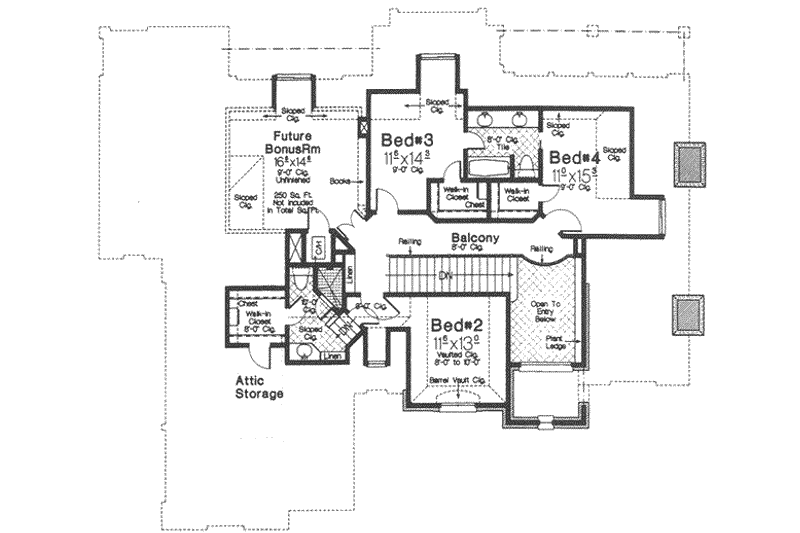 Home Plan - Floor Plan - Upper Floor for European House Plan #310-326 - 4 bed, 3.5 bath