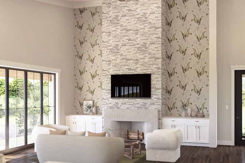 House Blueprint - Interior - Family Room for Modern House Plan #455-495 - 3 bed, 2 bath