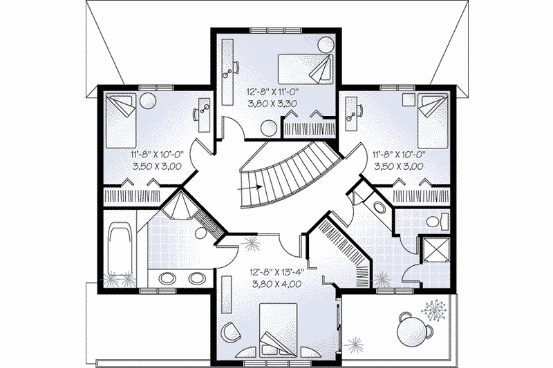 Home Plan - Floor Plan - Upper Floor for Mediterranean House Plan #23-280 - 4 bed, 2.5 bath