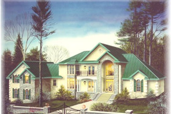 Exterior - Front Elevation for European House Plan #15-227 - 4 bed, 4 bath