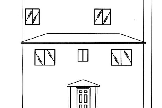 Exterior - Rear Elevation for Mediterranean House Plan #117-884 - 2 bed, 3 bath