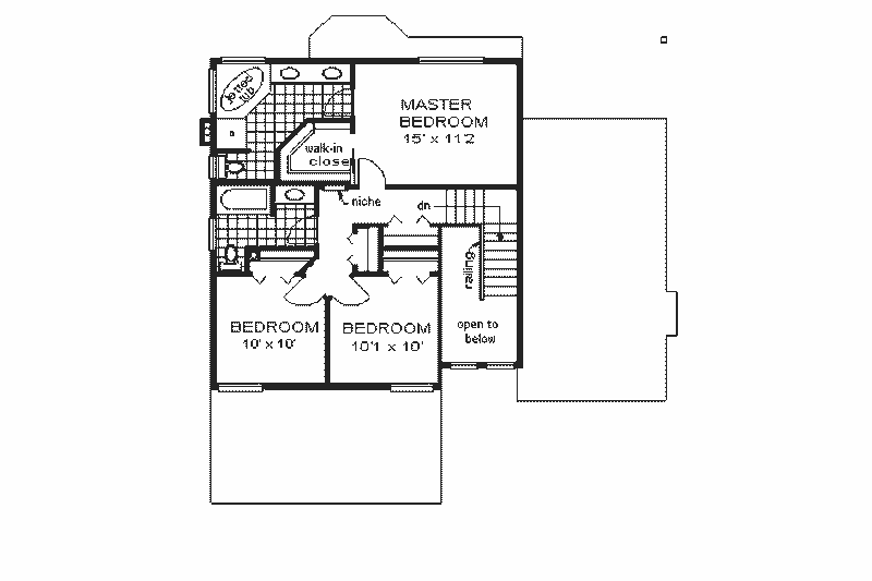 House Blueprint - Floor Plan - Upper Floor for European House Plan #18-247 - 3 bed, 2.5 bath