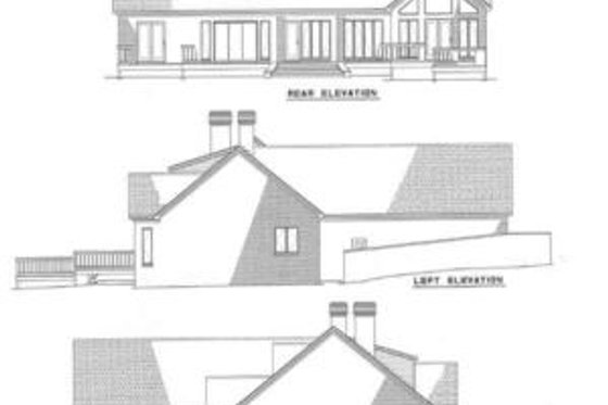 Exterior - Rear Elevation for Traditional House Plan #17-1022 - 3 bed, 2.5 bath