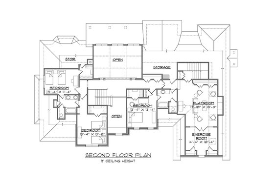 Floor Plan - Upper Floor for Traditional House Plan #1054-83 - 5 bed, 4.5 bath