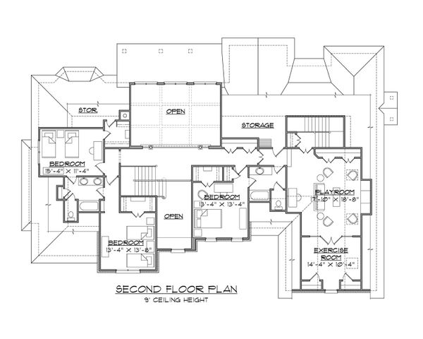 Traditional Floor Plan - Upper Floor Plan #1054-83