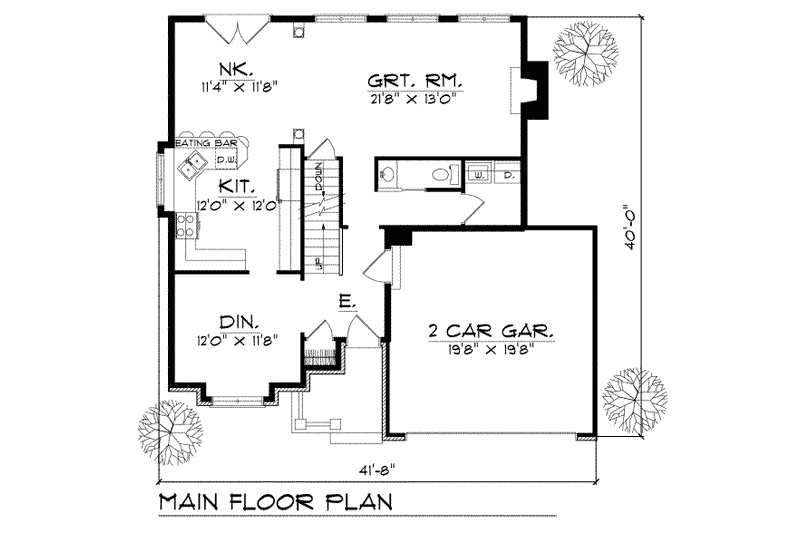 Dream House Plan - Floor Plan - Main Floor for Traditional House Plan #70-242 - 3 bed, 2.5 bath