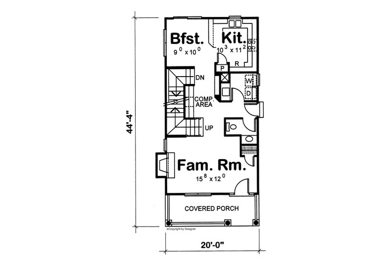 House Blueprint - Floor Plan - Main Floor for Traditional House Plan #20-1702 - 3 bed, 3 bath
