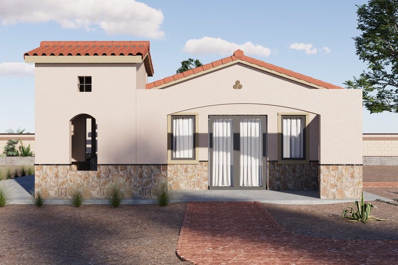 Dream House Plan - Exterior - Front Elevation 4 for Adobe / Southwestern House Plan #1106-98 - 2 bed, 2 bath