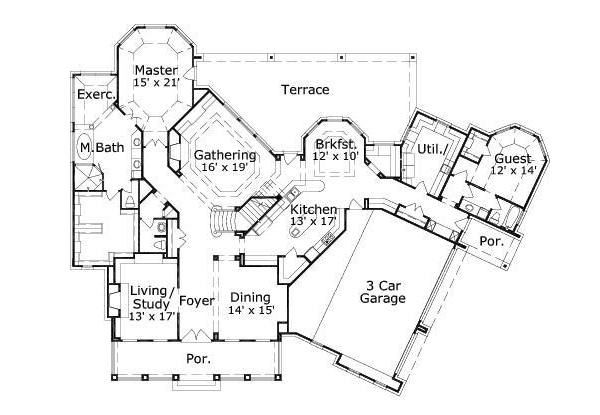 Country Floor Plan - Main Floor Plan #411-267