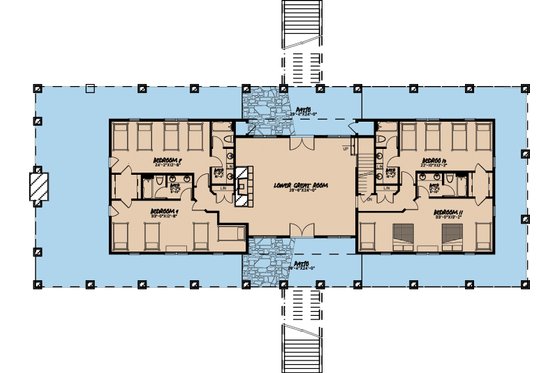 Floor Plan - Lower Floor for Craftsman House Plan #923-10 - 11 bed, 10.5 bath