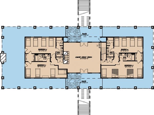 Craftsman Floor Plan - Lower Floor Plan #923-10
