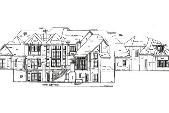 Exterior - Rear Elevation for European House Plan #141-319 - 7 bed, 7.5 bath