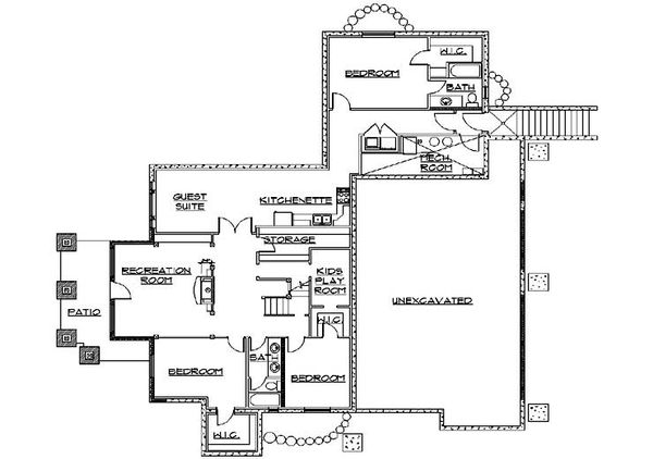 House Plan Design - Bungalow Floor Plan - Lower Floor Plan #5-384