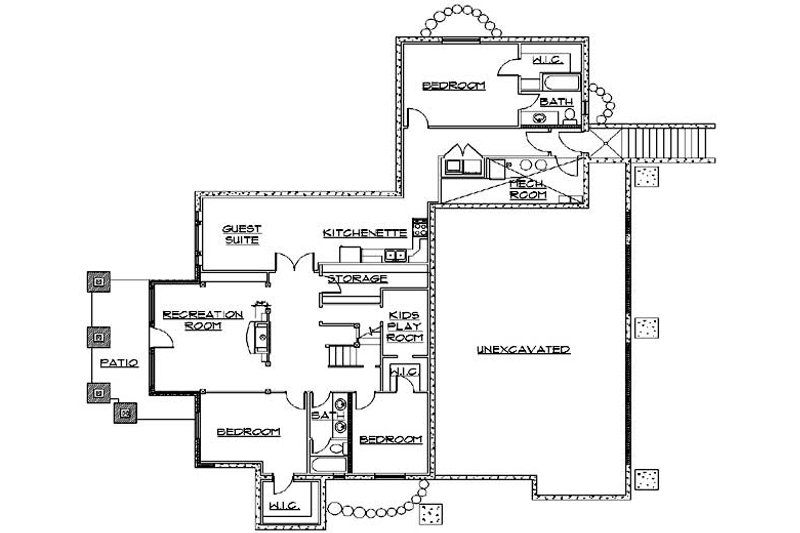 Dream House Plan - Floor Plan - Lower Floor for Bungalow House Plan #5-384 - 5 bed, 4 bath