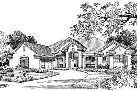 Exterior - Front Elevation for Mediterranean House Plan #417-282 - 3 bed, 3 bath