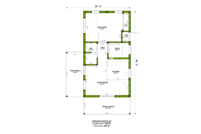 Home Plan - Floor Plan - Main Floor for Ranch House Plan #1106-146 - 1 bed, 1 bath