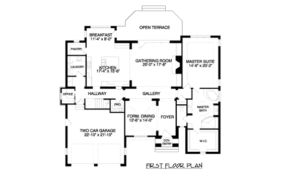 Floor Plan - Main Floor for European House Plan #413-857 - 4 bed, 3.5 bath