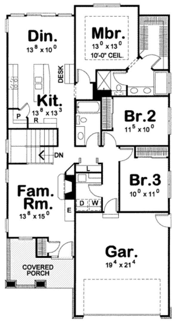 House Blueprint - Craftsman Floor Plan - Main Floor Plan #20-1747