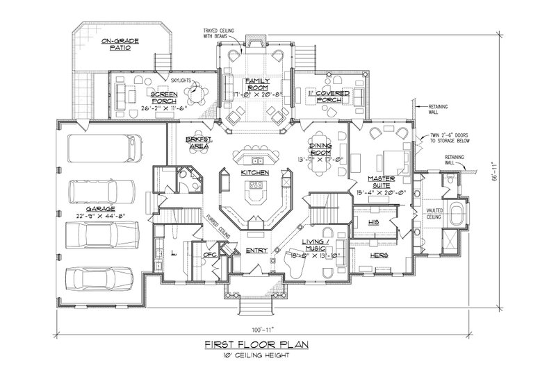 House Blueprint - Floor Plan - Main Floor for European House Plan #1054-76 - 5 bed, 5.5 bath