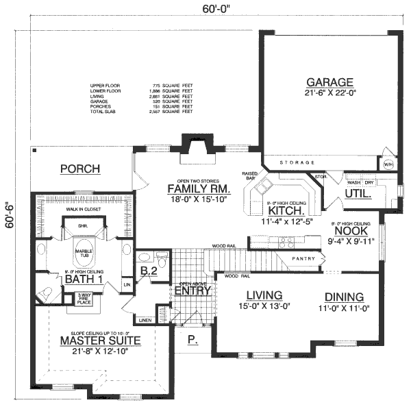 House Blueprint - European Floor Plan - Main Floor Plan #40-435