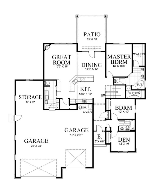 Home Plan - Floor Plan - Main Floor for Craftsman House Plan #112-324 - 4 bed, 3 bath
