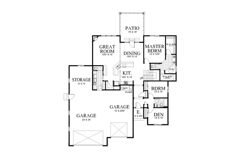 Home Plan - Floor Plan - Main Floor for Craftsman House Plan #112-324 - 4 bed, 3 bath