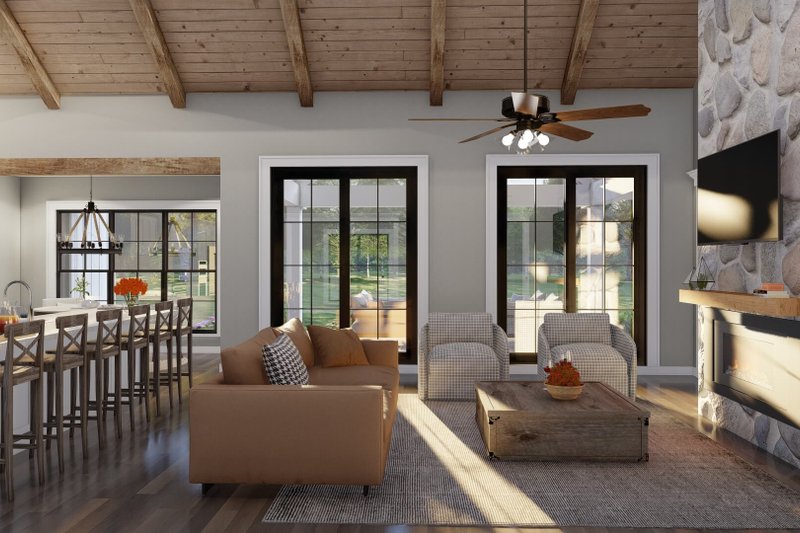 House Design - Interior - Family Room for Farmhouse House Plan #923-409 - 3 bed, 2.5 bath