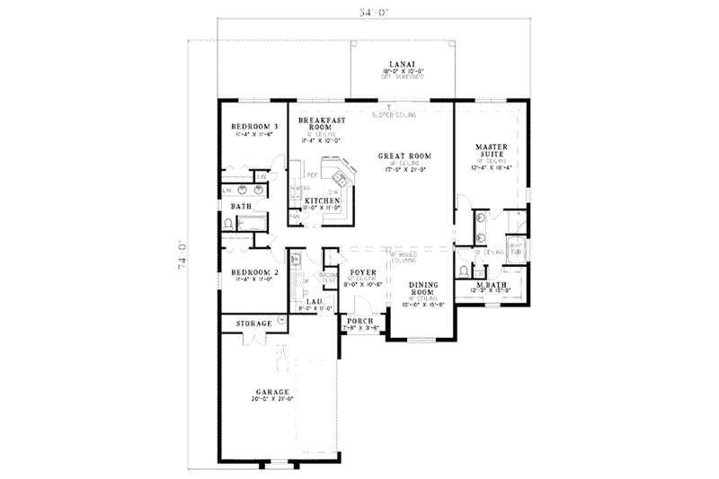 Dream House Plan - Floor Plan - Main Floor for Mediterranean House Plan #17-1132 - 3 bed, 2 bath
