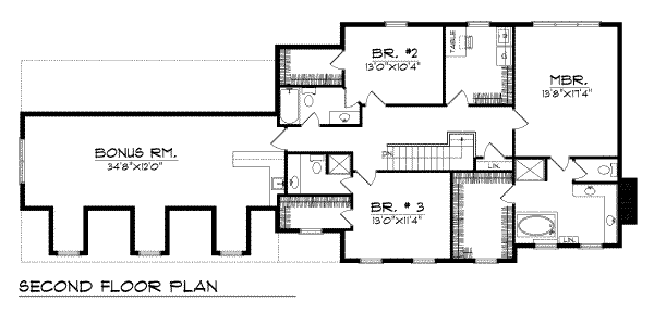 Colonial Floor Plan - Upper Floor Plan #70-430
