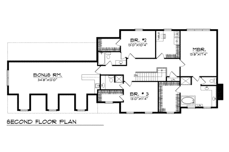 House Plan Design - Floor Plan - Upper Floor for Colonial House Plan #70-430 - 3 bed, 3.5 bath