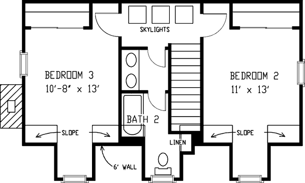 Southern Floor Plan - Upper Floor Plan #410-218