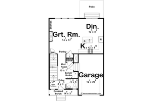 Floor Plan - Main Floor for Farmhouse House Plan #455-377 - 3 bed, 2.5 bath