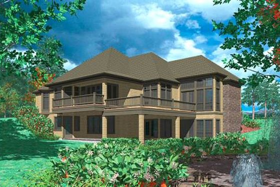 Exterior - Rear Elevation for European House Plan #48-133 - 5 bed, 4.5 bath