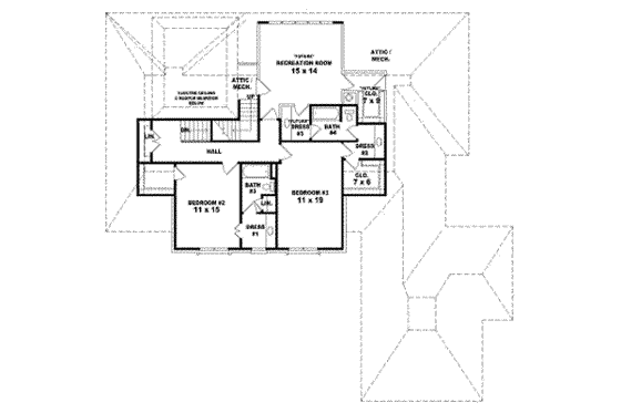 Floor Plan - Upper Floor for European House Plan #81-1196 - 3 bed, 4 bath