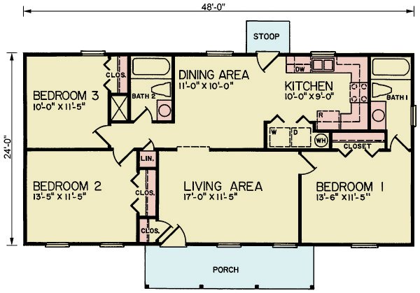 House Blueprint - Traditional Floor Plan - Main Floor Plan #54-639